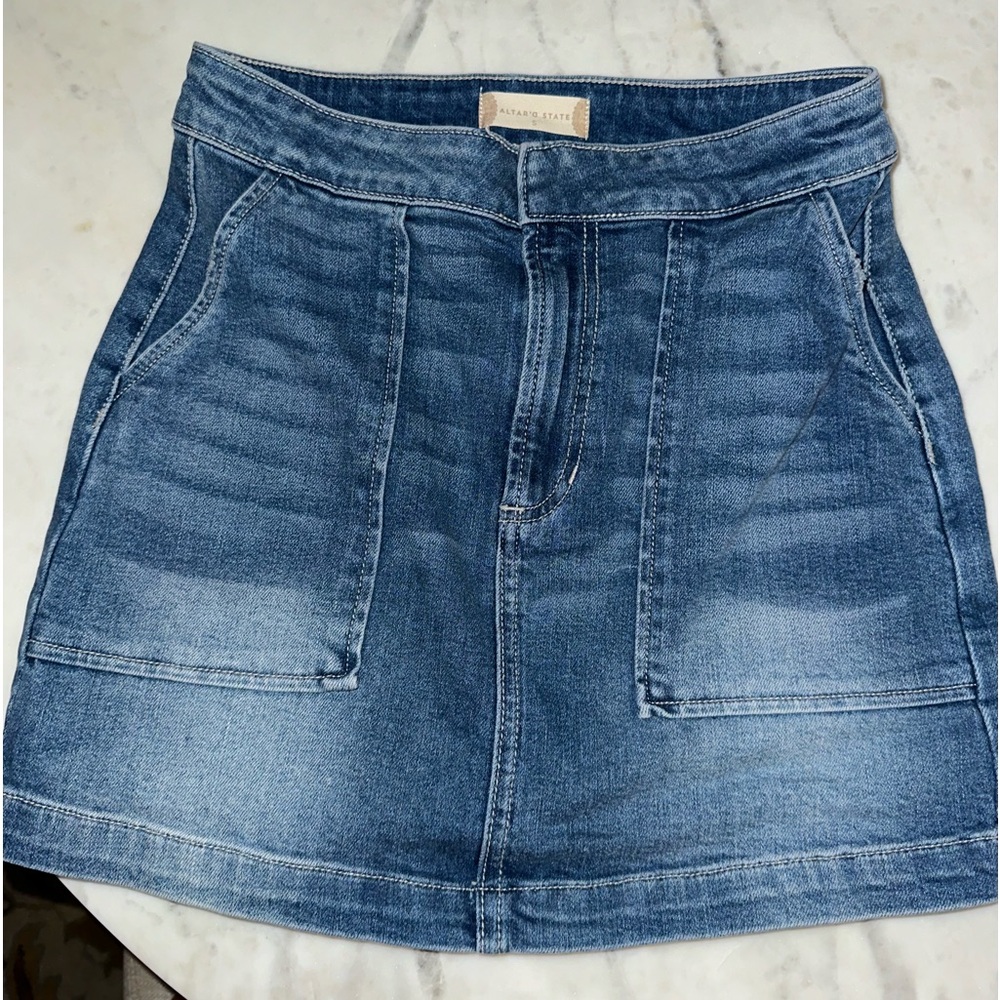 Altar’d State Blue Denim Jean Skirt